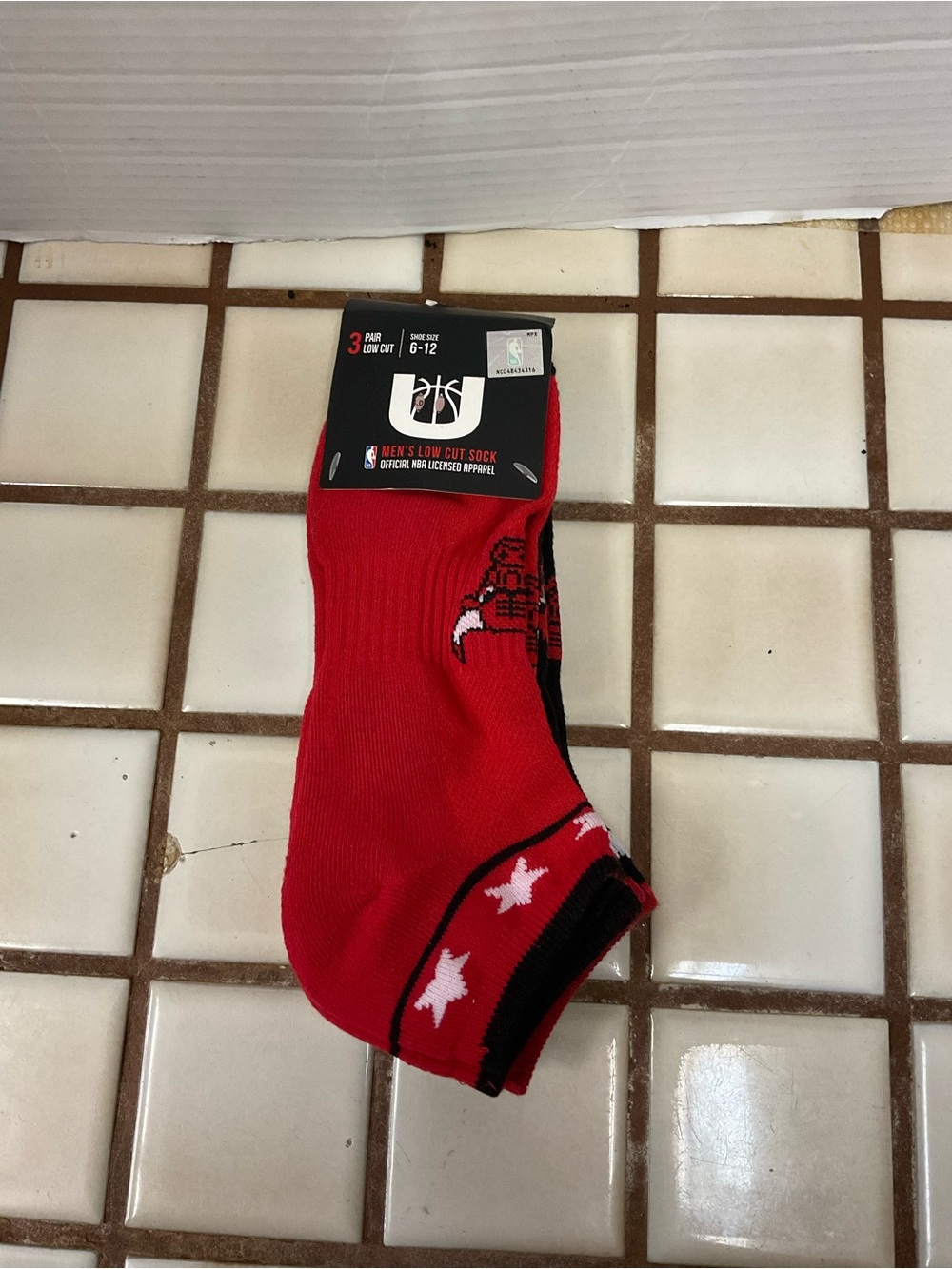 NBA Red & Black Low Cut Athletic Socks with Star Accent